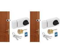 KOTARBAU® Serrure Supplémentaire 50/60 mm Blanche Verrou de Porte avec Cylindre Fermetures Diverses (Lot de 2)