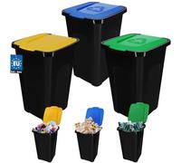 KOTARBAU® Set 3 Poubelles Tri Sélectif 50L | Poubelle Jaune | Poubelle Cuisine 50 litres Tri Sélectif | Poubelle Extérieur 50L | Poubelles de Recyclage | Poubelle Tri Sélectif 50L | Poubelle Jaune