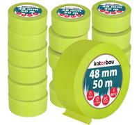 KOTARBAU® Set de 24 pièces de crêpe de peintre fluo 50 m de ruban de crêpe 48mm ruban de peintre ruban de masquage ruban adhésif de peintre accessoires de peintre vert fluorescent papier crêpe matérie