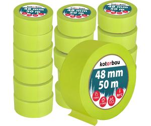 KOTARBAU® Set de 24 pièces de crêpe de peintre fluo 50 m de ruban de crêpe 48mm ruban de peintre ruban de masquage ruban adhésif de peintre accessoires de peintre vert fluorescent papier crêpe matérie