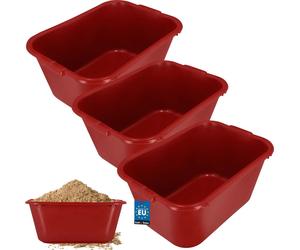 KOTARBAU® Set de 3 seaux à mortier rectangulaires 55 L rouge plastique bac à mortier bac à chaux seau de construction seau à mortier Speisfass rectangulaire bac à maçonnerie bac à plantes
