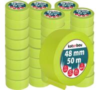 KOTARBAU® Set de 48 pièces de crêpe de peintre fluo 50 m de ruban de crêpe 48mm de ruban de peintre ruban de masquage ruban adhésif de peintre accessoires de peintre vert fluorescent papier crêpe maté