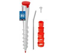 KOTARBAU® Support de parasol Ø 60 mm avec adaptateur 26-55 mm 550 mm à visser pour tubes ronds en acier galvanisé argenté