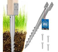 KOTARBAU® Support de poteau en U à visser - 70 x 700 mm - En acier galvanisé - Douille à enfoncer - Base en U - Piquet de terre - Ancrage pour poteaux en bois - Pour clôtures de pavillon, clôture de