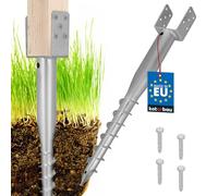 KOTARBAU® Support de poteau en U à visser - 90 x 710 mm - En acier galvanisé - Douille à enfoncer - Douille de sol à enfoncer - Base de poteau - Boulon en U - Ancre de terre - Pieu de mise à la terre