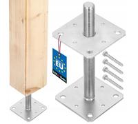 KOTARBAU® Support de poteau Réglable 110 mm x 110 mm x 250 mm Filetage M24 mm Pied De Poteau Bois En Hauteur Pied De Sol Galvanisé