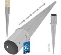 KOTARBAU® Support Poteau Bois - ⌀ 100 mm - Support Poteau à Enfoncer - Acier Galvanisé - Argent - pour Poteaux Bois Rond - Résistant à La Corrosion
