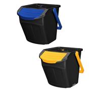 KOTARBAU® Système de tri des déchets de cuisine - 2 compartiments - Poubelle de cuisine - Couvercle en plastique - Poubelle de cuisine - Système de tri des déchets - Système de tri des déchets