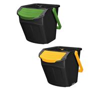 KOTARBAU® Système de tri des déchets de cuisine - 2 compartiments - Poubelle de cuisine - Couvercle en plastique - Poubelle de cuisine - Système de tri des déchets - Système de tri des déchets