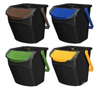 KOTARBAU® Système de tri des déchets de cuisine - 4 compartiments - Poubelle de cuisine - Couvercle en plastique - Poubelle de cuisine - Système de tri des déchets - Système de tri des déchets