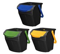 KOTARBAU® Système de tri sélectif - Poubelle de cuisine à 3 compartiments - Couvercle en plastique - Poubelle de cuisine - Système de tri des déchets - Système de tri des déchets - Système de tri des