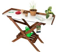 KOTARBAU® Table de plantation Outdoor résistante aux intempéries 118x38 cm Table de plantation pliante Table de plantation en bois brun Table de travail de jardin Table de plantation résistante aux in