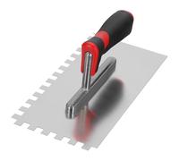 Kotarbau® Truelle de lissage en Acier Inoxydable 270 x 128 mm avec Denture 10 x 10 mm pour Pose de carrelage, Disque de lissage, avec poignée Souple