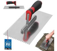 Kotarbau® Truelle de lissage en Acier Inoxydable 270 x 128 mm avec Denture 4 x 4 mm pour Pose de carrelage, Disque, avec poignée Souple
