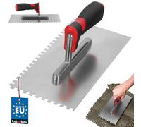 Kotarbau® Truelle de lissage en Acier Inoxydable 270 x 128 mm avec Denture 6 x 6 mm pour Pose de carrelage, Disque de lissage, poignée Souple