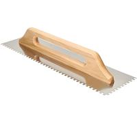KOTARBAU® Truelle dentelé en acier inoxydable 480 mm de dentition 6 x 6 mm avec poignée en bois
