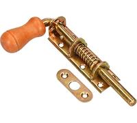 KOTARBAU Verrou à ressort 150 mm Verrou de porte galvanisé inoxydable Poignée en bois résistant aux intempéries avec ressort (150 mm)