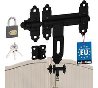 KOTARBAU® Verrou de portail 200/12 mm avec cadenas - Verrou à boulon - Noir - Revêtement par pulvérisation - Verrou de porte