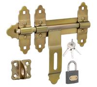 KOTARBAU® Verrou Portail Exterieur, Loquet Portail 200 mm, Acier Galvanisé | Loquet Portail Exterieur, Verrou de Portail, avex Cadenas, Rétro, Or