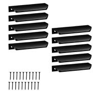 KOTARBAU ZnAl - Lot de 10 poignées de meuble - Poignées d'armoire - 148 mm - Noir mat - Poignées à vis arrière - Poignée de bord - Poignées de tiroir - Cuisine - Moderne
