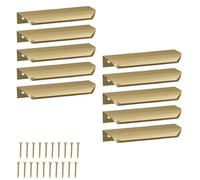 KOTARBAU ZnAl - Lot de 10 poignées de meuble - Poignées d'armoire - 148 mm - Or mat - Poignées à vis arrière - Poignée de bord - Poignées de tiroir - Cuisine - Moderne