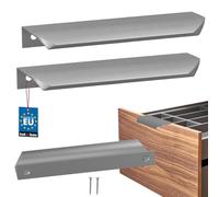 KOTARBAU ZnAl - Lot de 2 poignées de meuble - Poignées d'armoire - 148 mm - Argent mat - Poignées à vis arrière - Poignée de bord - Poignées de tiroir - Cuisine - Moderne