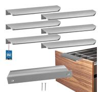 KOTARBAU ZnAl - Lot de 6 poignées de meuble - 180 mm - Argent mat - Poignées à vis arrière - Poignée de bord - Poignées de tiroir - Cuisine - Moderne