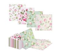Kotdy 40 Serviettes de Printemps 33x33cm Roses Vintages Papier Rose Vintage Floral 4 Motifs Décoration d SERVIETTE DE TABLE JETABLE