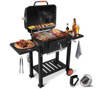Kotezu Barbecue Charbon de Bois, Couvercle et Bac à Charbon Réglable, Structure solide et durable