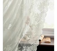 Kotile Lot de 2 Rideaux en Dentelle Ivoire de 243,8 cm de Long - Rideaux de | Poche à tringle, texture tricotée délicate, lumière diffuse, charme neutre chaud, aspect fenêtre longue au sol, intimité