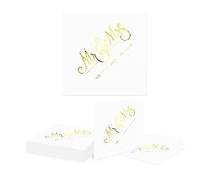 Kotkiddy 40 pièce serviettes monsieur et madame or cocktail boisson dessert serviettes pour décoration de fête de fiançailles