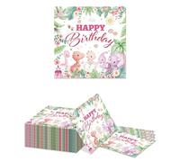Kotkiddy 40 Serviettes Rosa Dinosaure 33x33cm Baby Shower Décoration de Table Jetable Anniversaire Enfant Thème Fête Décoration Douce Dinoparty Fille Garçon Gâteau Buffet