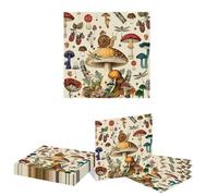 Kotkiddy Lot de 20 Serviettes Retro Design Champignon Papier Décoration pour Dîner du Réveillon Thanksgiving Automne Maison Cuisine Salle à Manger
