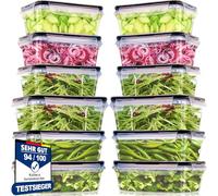 Kottwca Lot de boîtes de conservation avec couvercle, 12 pièces Grande capacité Lot de Tupperware (6 x 1000ml + 6 x 1500ml), boîtes à lunch pour la préparation des repas de cuisine 100% étanches Sans
