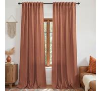 KOUFALL Lot de 2 Panneaux de Rideaux Semi-Transparents en Lin Rouille pour Salon, Porte de terrasse, Chambre à Coucher, décoration bohème avec Pattes arrière, Couleur Terre Cuite, 132 x 243 cm