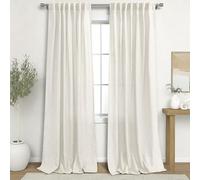 KOUFALL Lot de 2 Rideaux Extra Longs de 274,3 cm pour Salon de Style Rustique, Ensemble de Rideaux Larges en Lin pour Grande fenêtre, 132,1 cm de Large x 274,3 cm de Long, crème
