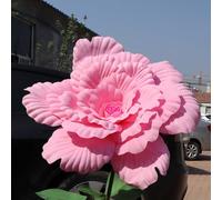 Kouoybt Fleurs géantes pour décoration de fond de mariage, pivoine artificielle avec tige (rose, 50 cm)