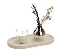 Koville Plateau en travertin italien naturel, 30,5 x 15,2 cm, plateau décoratif en marbre pour plan de travail, plateau fourre-tout pour parfum, bougies, bijoux