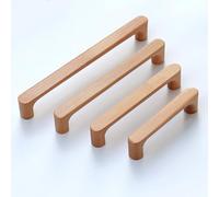 KOVNISE Lot de 2 Poignée Meuble en Bois de Hêtre Massif Couleur Bois Original Style Simple et Moderne pour Armoire Porte Troir Commode (2, 96MM)