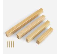 KOVNISE Lot de 2 Poignées de Meubles en Bois Ciré Blanc avec Clous pour Armoires Tiroirs Armoires Cuisine Chambre à Coucher Armoires à Chaussures (64MM)
