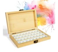 KOVNISE Palette de Peinture Aquarelle en Bois avec Couvercle Boucle Carrée Palette de Peinture Acrylique avec 36 Grilles pour Peintre Militaire Aquarelle Artistes Débutants