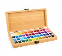 KOVNISE Palette de peinture en bois avec couvercle - Boucle carrée - Palette humide avec 48 grilles - Mini kit aquarelle - Pour peintres militaires et artistes débutants