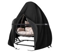 Kovshuiwe Housse pour Fauteuil Suspendu Œuf De Jardin en Rotin avec Fermeture Éclair Étanche - Tissu Oxford 300D, Protection UV Et Coupe-Vent, Cordon De Serrage - Ø 120 X 190 Cm