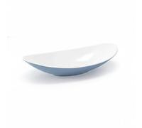 kowaku Assiette Melamine Vaisselle Ovale Plat Service Coupelle Résistante en Mélamine Forme Bateau Nettoyage Pratique Appropriée pour Gastronomie Domicile, Blanc Bleu, S