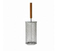 kowaku Barbecue Extérieur Panier Gril Rotatif Cylindrique Panier à Grillades Panier à Manche en Bois Maillage Favorisant Chaleur et Fumée Tout en Contenant, Grand