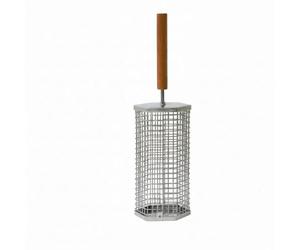 kowaku Barbecue Extérieur Panier Gril Rotatif Cylindrique Panier à Grillades Panier à Manche en Bois Maillage Favorisant Chaleur et Fumée Tout en Contenant, Petit