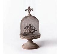 kowaku Cage Porte-Bougie Oiseau Lanterne Décorative Photophore Centre de Table Design Rétro avec Cloche Arrondie en Grille et Base Surélevée Fer Robuste pour, Grand A2582