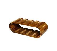 kowaku Casier à Vin en Bois Casier Porte Bouteilles Présentoir Support Acacia Massif Sculpture Décorative Deux Niveaux Compacts Rangement à l'Horizontale