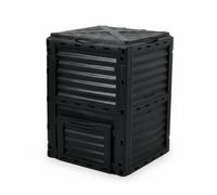 kowaku Composteur de Jardin Conteneur Compost Bac Composteur Boîte Compostage Parois Aérées Structure Surélevée Déchets Verts Convient pour Potagers, Noir, Tout Noir, 300 litres