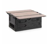 kowaku Conteneur de Rangement Extérieur Boîte Coffre Bac Caisse Pliable avec Couvercle Aspect Bois et Accès Latéral Sécurisé Corps Rigide pour Protéger, Gris-blanc, Sans Support - Panneau Plat